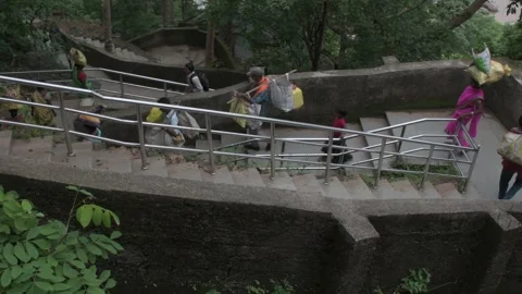 People accessing the famous steps into river gorge Video stock 290303582