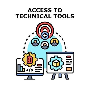 People accessing technical tools and digital solutions Ilustração Stock
