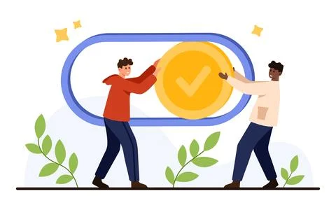 People Activating Power Switch Button Concept Stock Illustration
