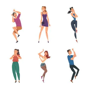 People Afraid of Something Scared and Shocked Vector Set Illustrazione stock