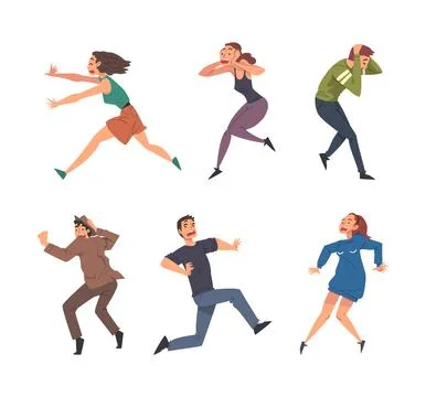People Afraid of Something Scared and Shocked Vector Set Illustrazione stock
