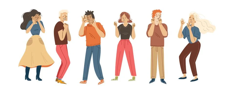 People afraid, terrified, in panic Stock Illustration