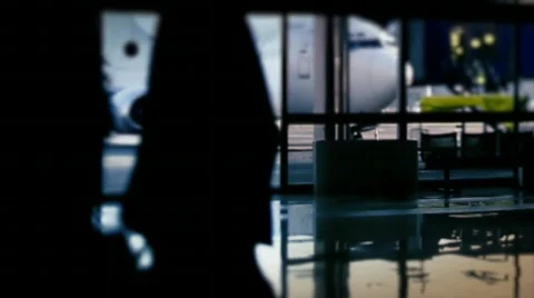 People on the Airport Terminal Stock Footage