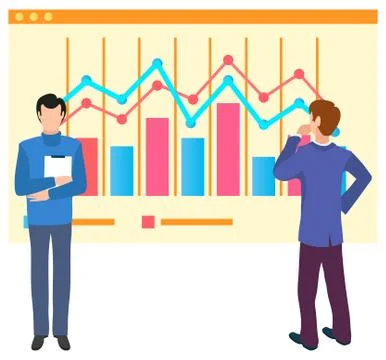 People Analysing Data and Information on Screen Illustrazione stock