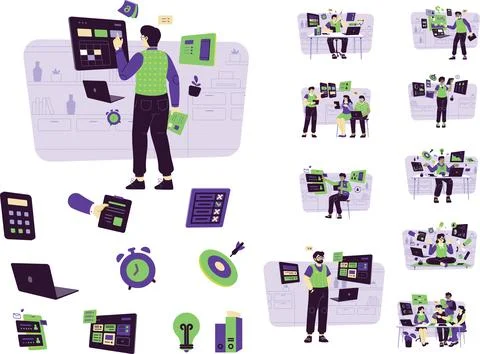 People analysing data, working together Stock Illustration