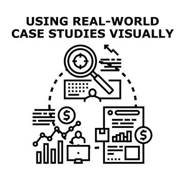 People analyzing real world case studies visually Stock-Illustration