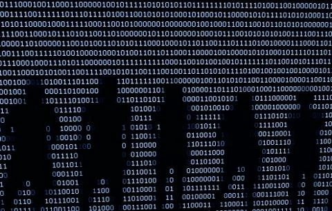 People and binary data concept Foto stock