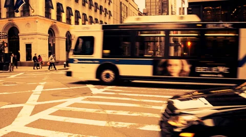 People and cars in New York Stock Footage