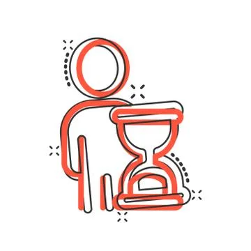 People and clock icon in comic style. User time cartoon vector illustration o Stockillustratie