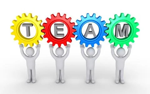 People and cogwheels connected as teamwork concept Stock Illustration