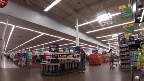 People and cookie display Walmart Supercenter retail store interior Stock Footage 157793048