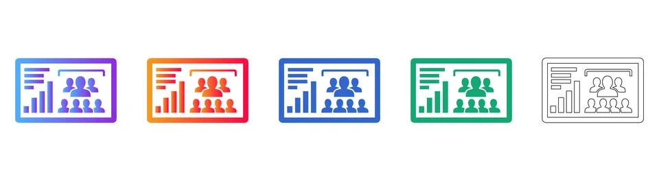 People and Data Analytics Dashboard Icons 库存插图