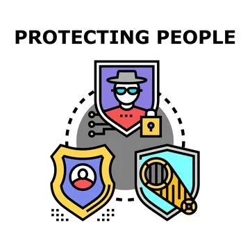 People and data protection cyber security concept Stock Illustration