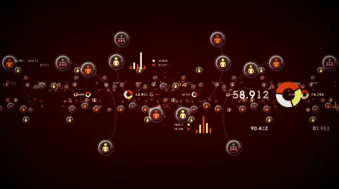 People And Data Red Stock Footage 63442872