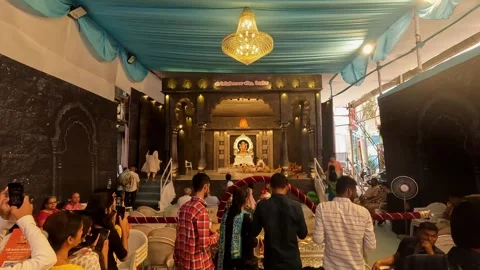 People and devotee at famous Kasba Ganpati during Ganpati Festival 2024. Stock Footage 284155342