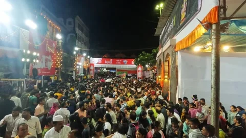 People and devotee at famous Kasba Ganpati during Ganpati Festival 2024. 스톡 동영상 284716003