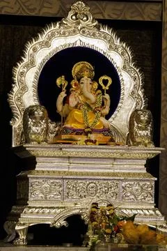 People and devotee at famous Kasba Ganpati during Ganpati Festival 2024. Stock Photos