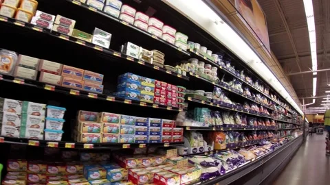 People and empty pallet Walmart Supercenter retail store interior Stock Footage 157793079