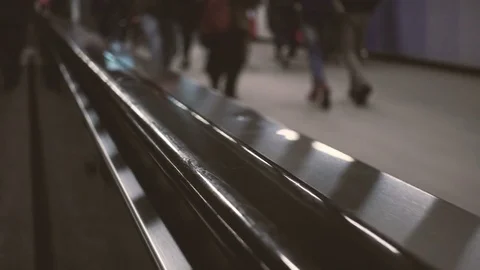 People and escalators in the underground Stock Footage 70553017