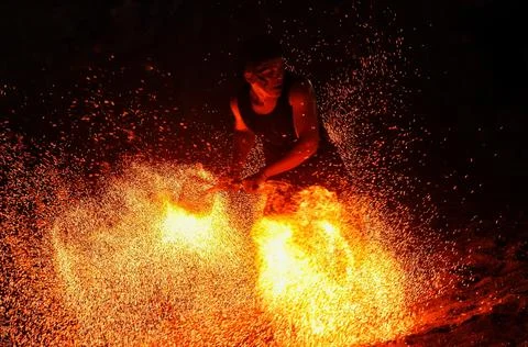 People and fire Stock Photos