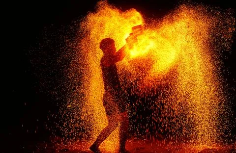 People and fire Stock Photos