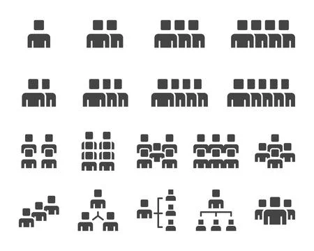 People and group solid icon set Stock Illustration