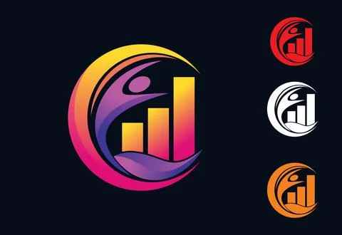 People and Growth Bar Vector Sign Stock Illustration