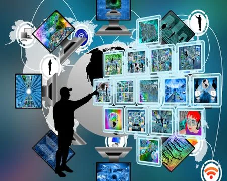 People and high technology 库存插图