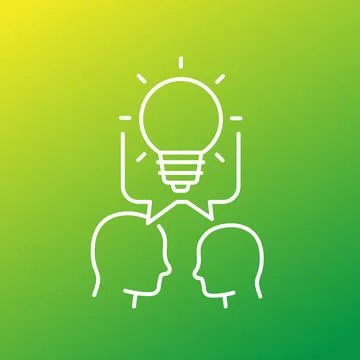 People and an idea line vector icon Stock Illustration