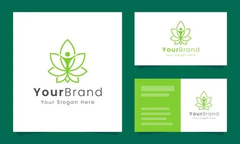 People and leaf logo are perfect for spa, salon, yoga, beauty, relaxation, he Stock Illustration