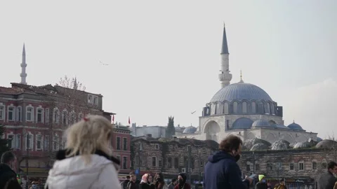 People and Mosque Stock Footage 169386828