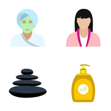 People and objects representing spa wellness and beauty Stock Illustration