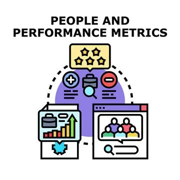 People and performance metrics analysis for business evaluation Stock Illustration
