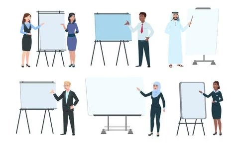 People and presentation boards. Executives coaching, trainers or speakers イラスト素材