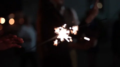 People and sparkler Видео 94277152