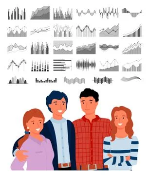 People and Statistics in Visual Form, Data Charts 스톡 일러스트
