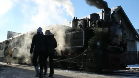 People and steam train Video stock 21879902