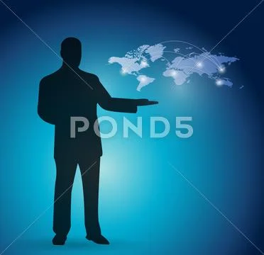People and world map network illustration Stock Illustration