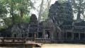 People in Angkor Thom temple complex near Siem Reap city in Cambodia HD Footage