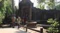 People in Angkor Thom temple complex in Cambodia HD Footage