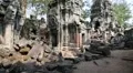 People in Angkor Thom temple complex in Cambodia HD Footage