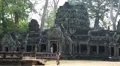People in Angkor Thom temple complex in Cambodia HD Footage
