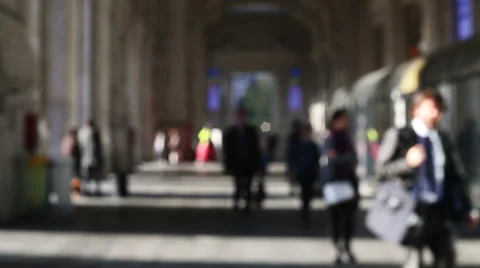 People with anonymous faces walking into the station Stock-Footage 57137456