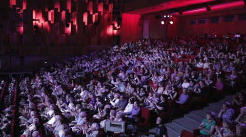 People applaud in the theater Stock Footage