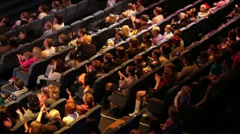 People applaud at the theatre performance. Stock Footage