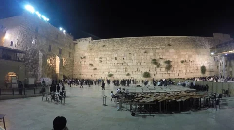 People approaching and praying at the front of the Western Wall Video stock 62883736