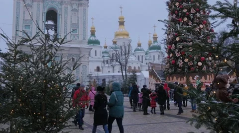 People Are Celebrating Christmas at Sophia Square Taking Photo Walking Animator Stock Footage 59132087