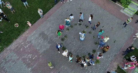 People are dancing in a circle. Folk festival in Belarus. Belarus/Oshmyany/7 Jul Stock Footage 100541209