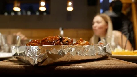 People are having dinner. Accelerated shooting Stock Footage 80078998