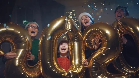 People are having fun and holding numbers 2020 Stock Footage 119274298